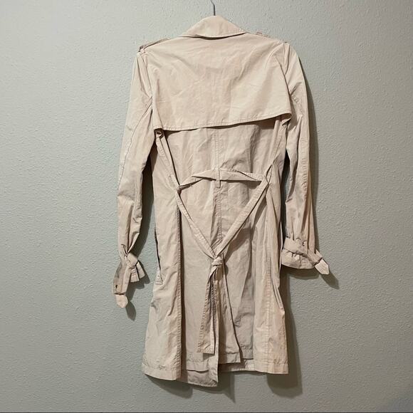 MNG Basics Khaki Moto Zip Trench Coat Womens XS Tan Neutral Classic Lightweight - Picture 6 of 7
